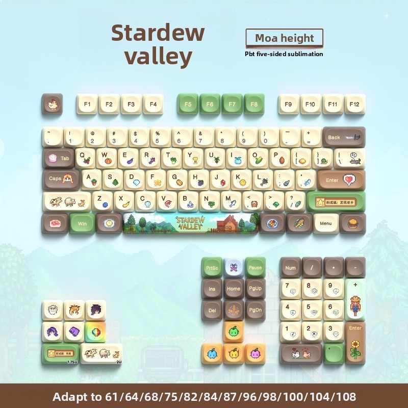 Gaming Accessories Aesthetic - 112 ชิ้น คีย์แคปคีย์บอร์ดกลไกแบบกำหนดเอง ลาย Stardew Valley