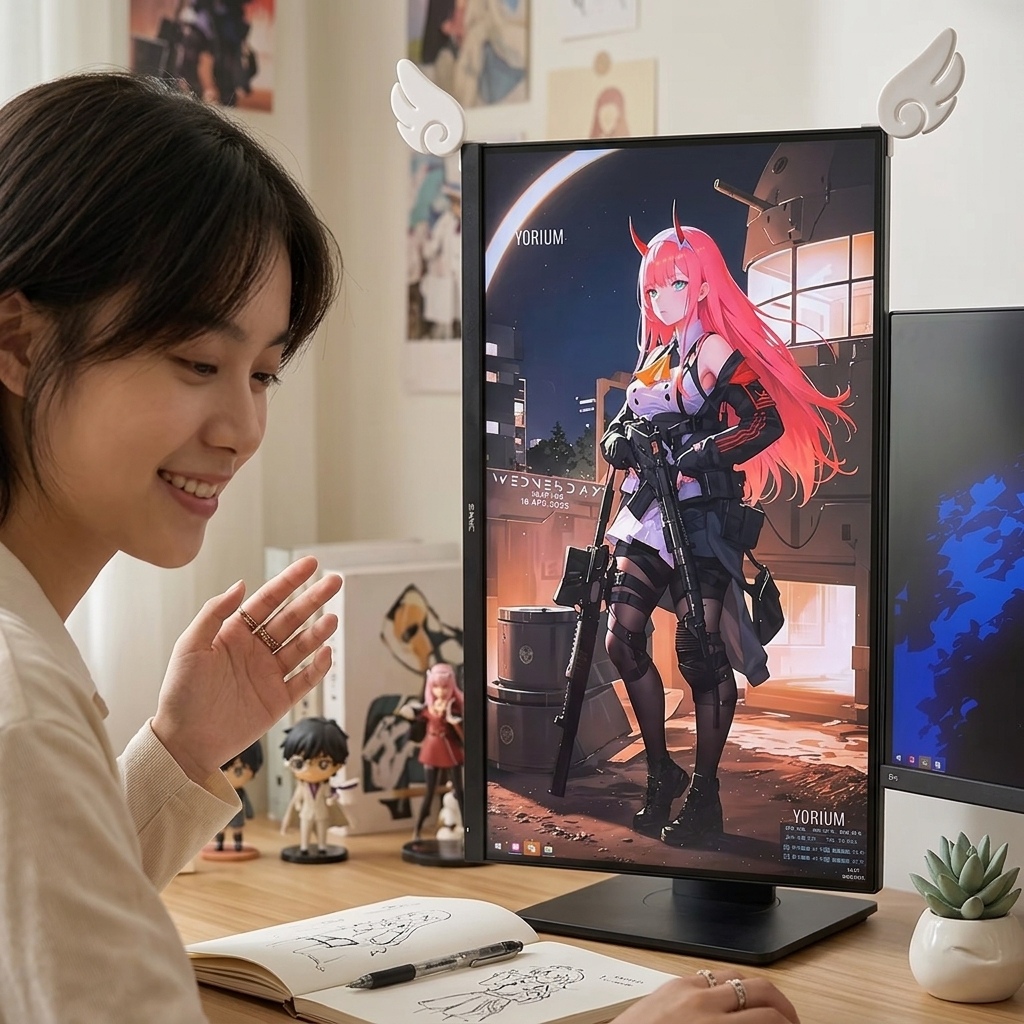 Gaming Accessories For Room - ปีกนางฟ้า ของตกแต่งหน้าจอ น่ารัก สำหรับห้องอีสปอร์ต ของขวัญตั้งโต๊ะสำนักงานลายการ์ตูน ของตกแต่งบ้าน